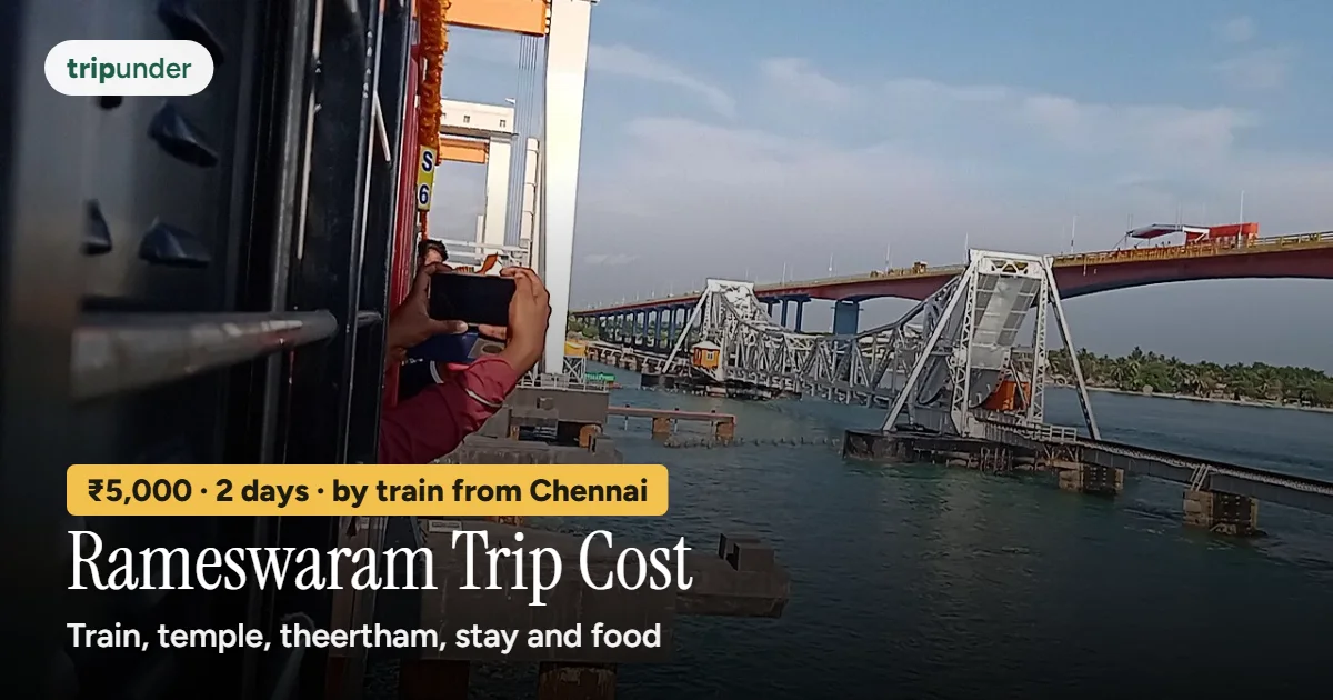 The Pamban rail and road bridges crossing the sea to Rameswaram island